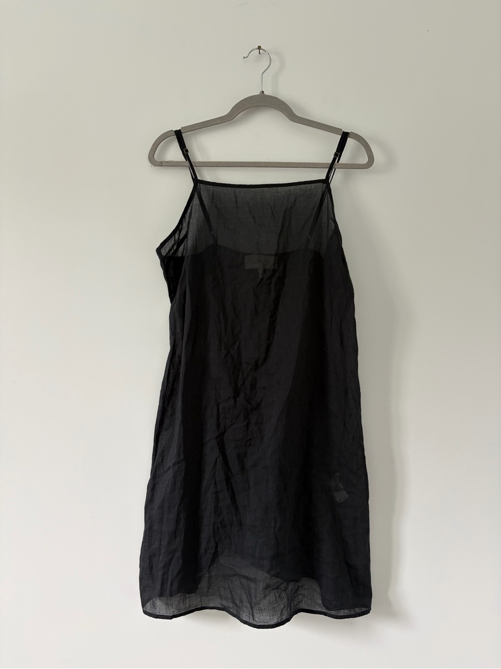 the GREAT. Black Cotton Square Neckline Sleeveless Classic Slip Dress 2 Medium